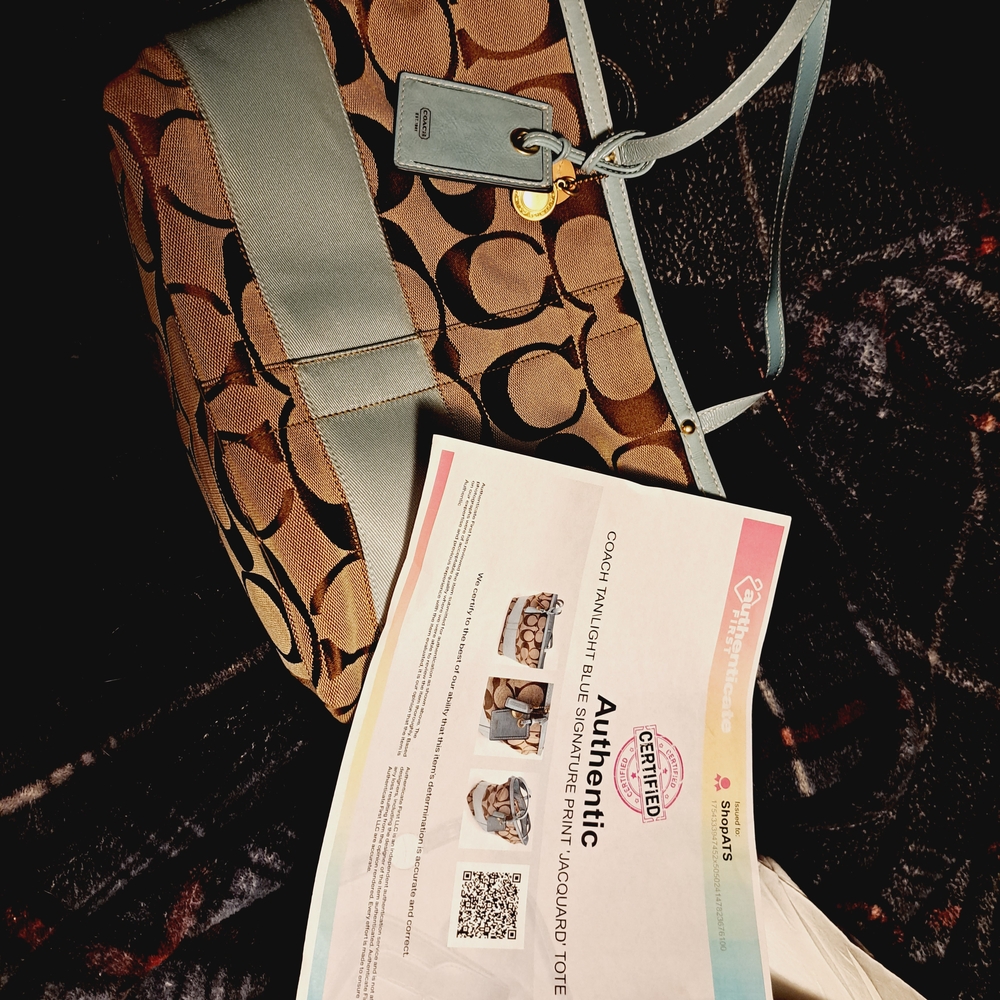 Coach Brown and Blue Signature Tote